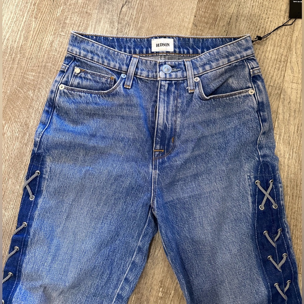 HUDSON high rise Zoeey lace up straight crop women’s jeans- new with tags!